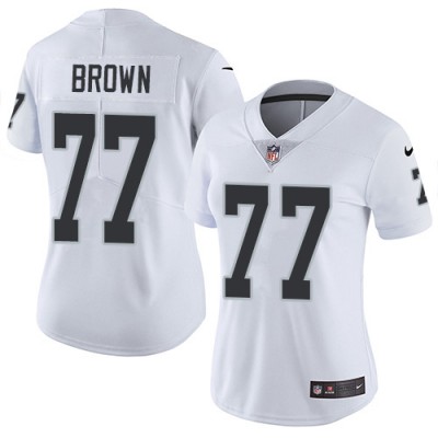 Nike Las Vegas Raiders #77 Trent Brown White Women's Stitched NFL Vapor Untouchable Limited Jersey